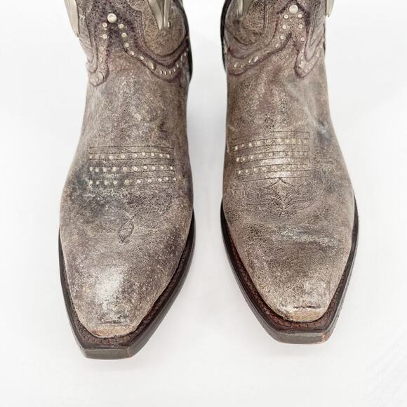 NWOB Lucchese Gray Brown Ornate Studded Snip Toe Western Cowgirl Boot size 6.5 - Picture 7 of 12